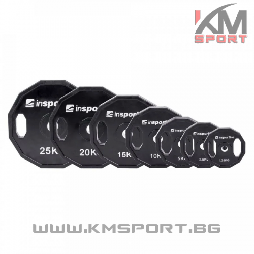 Диск метален с гумено покритие Ф30 -1.25кг/2.5кг/ 5кг/10кг/15кг/20кг/25кг -с дръжки РУБЕРТОН